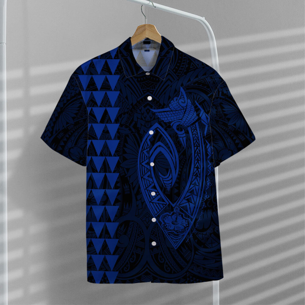 Blue Fish Hook Hawaii Shirt