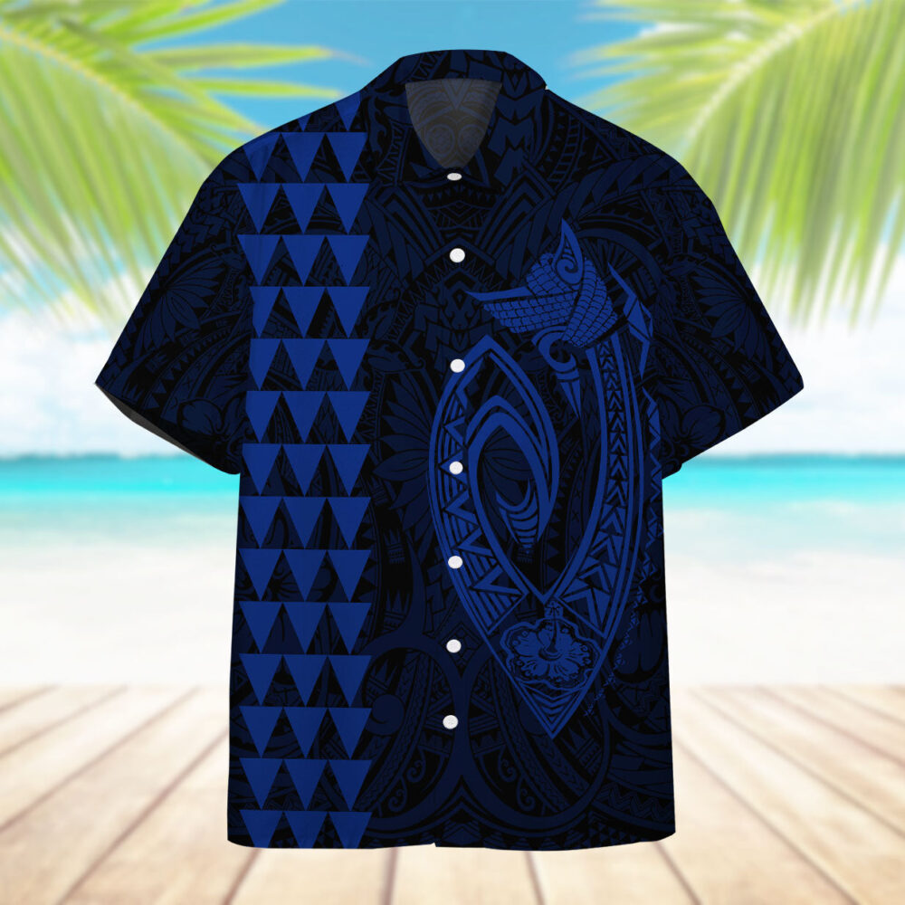 Blue Fish Hook Hawaii Shirt