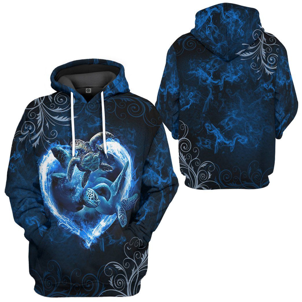 Blue Heart Sea Turtle Tshirt Hoodie Apparel