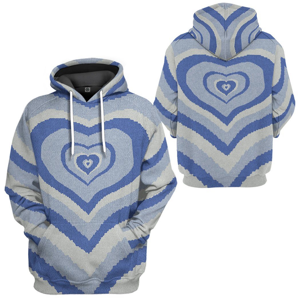 Blue Heart Wave All Over Print T-Shirt Hoodie Fan Gifts Idea