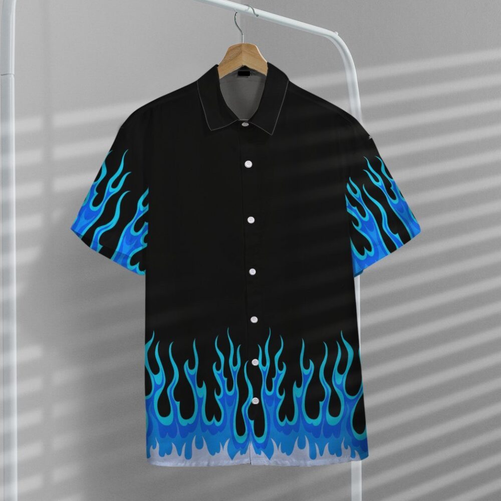 Blue Hot Rod Flames Custom Short Sleeve Shirt