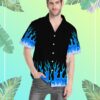 Blue Hot Rod Flames Custom Short Sleeve Shirt Bc5Eq