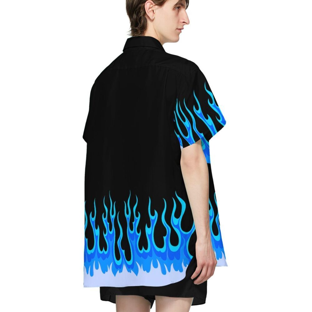 Blue Hot Rod Flames Custom Short Sleeve Shirt