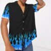 Blue Hot Rod Flames Custom Short Sleeve Shirt Qi6Gq