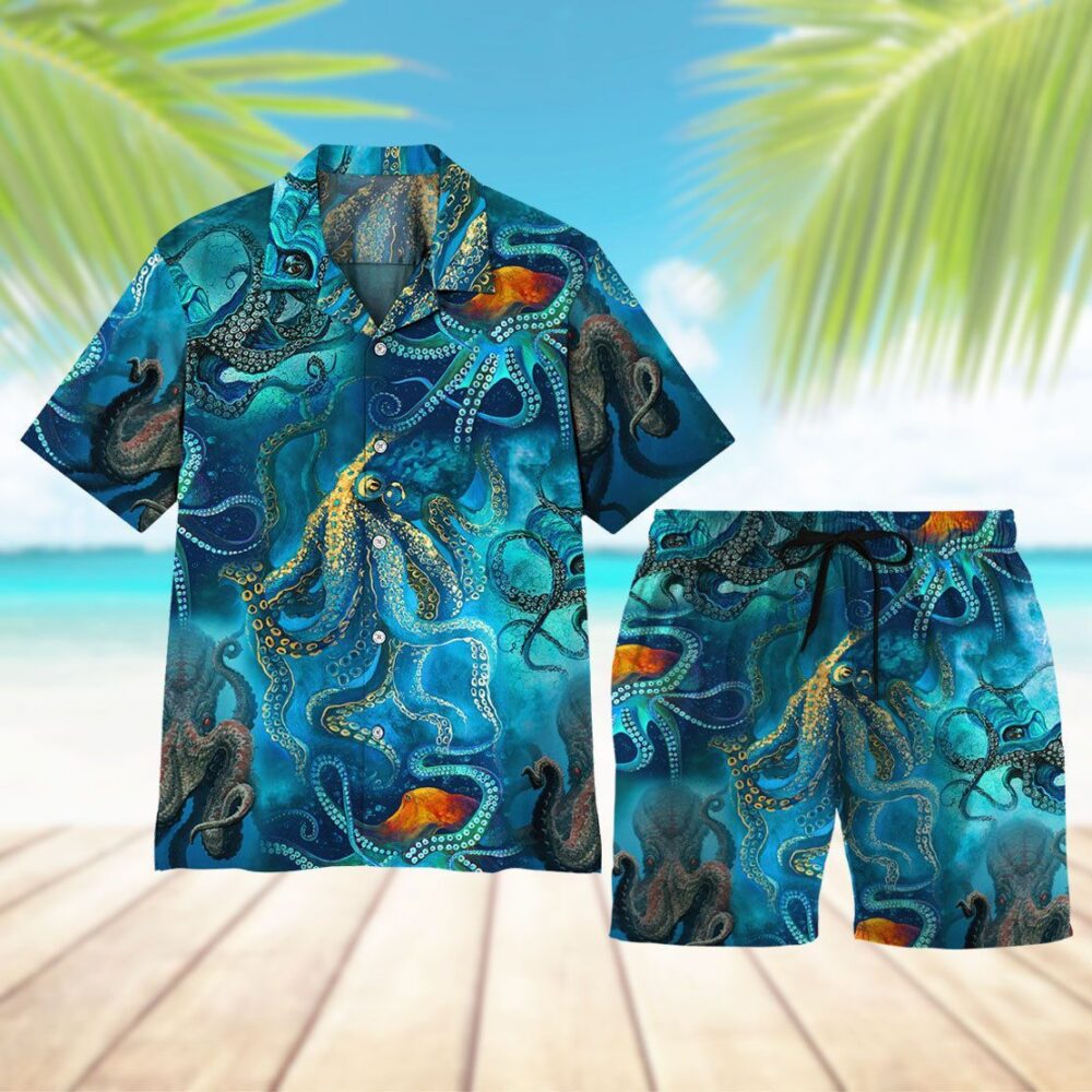 Blue Ocean Octopus Hawaii Shirt