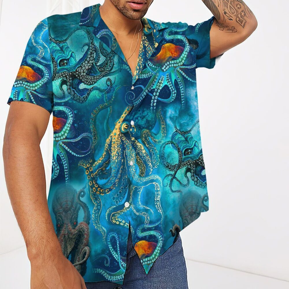 Blue Ocean Octopus Hawaii Shirt