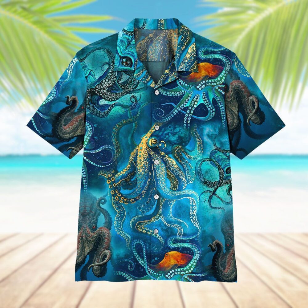 Blue Ocean Octopus Hawaii Shirt