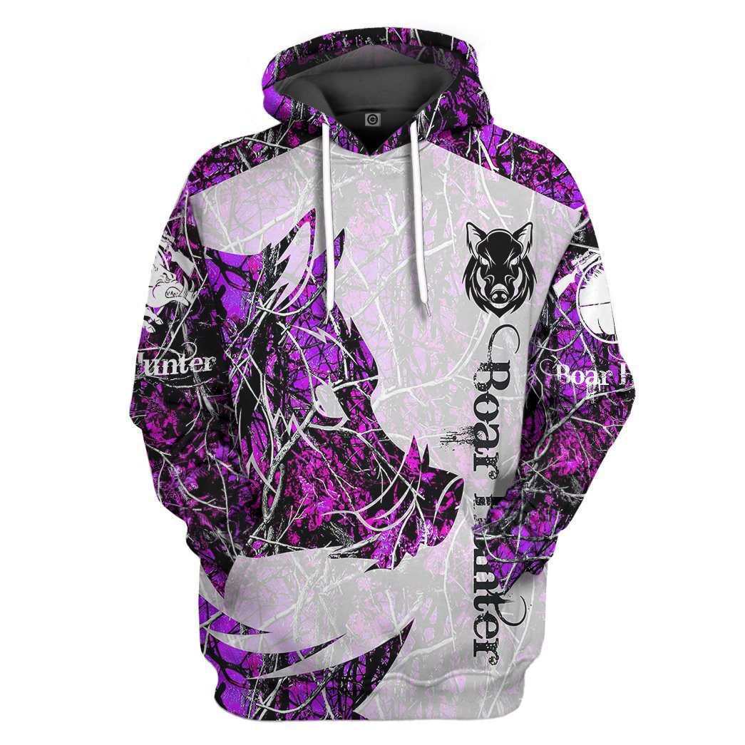 Boar Hunter Purple All Over Print T-Shirt Hoodie Fan Gifts Idea