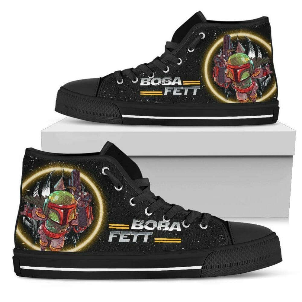 Boba Fett Sneakers High Top Shoes Fan Gift