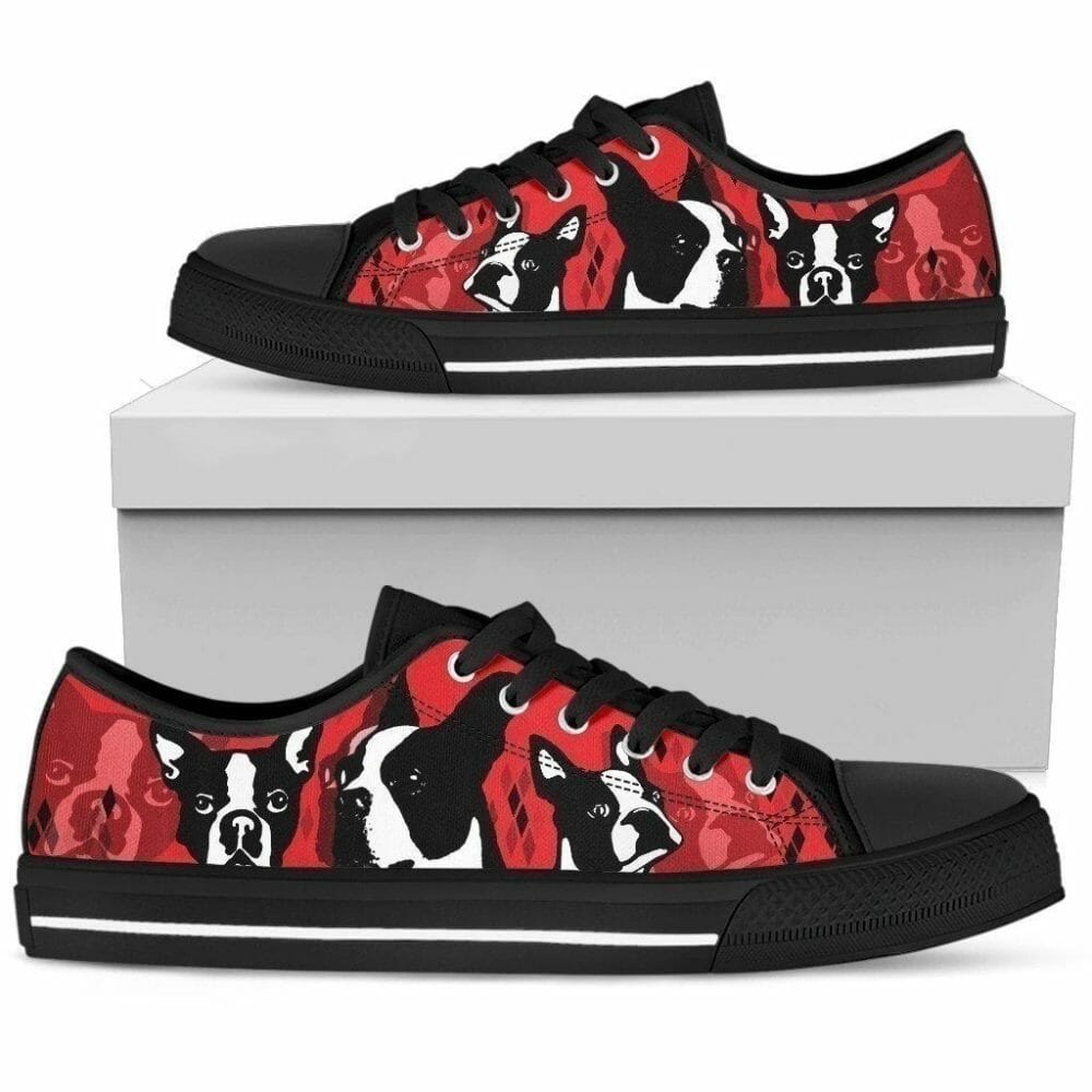 Boston Terrier Women Sneakers Low Top Shoes For Dog Lover