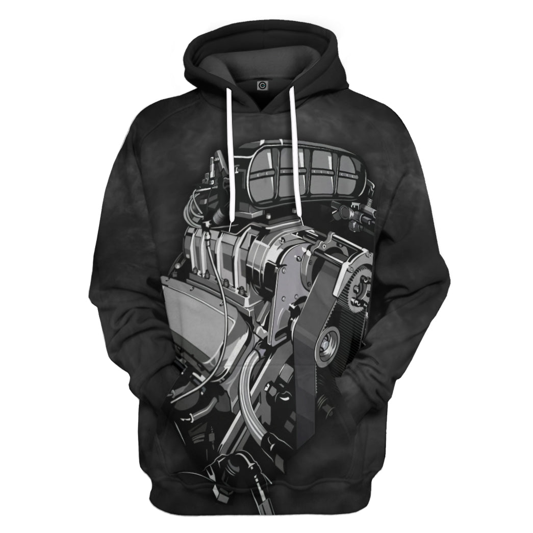 Car Engine All Over Print T-Shirt Hoodie Apparel