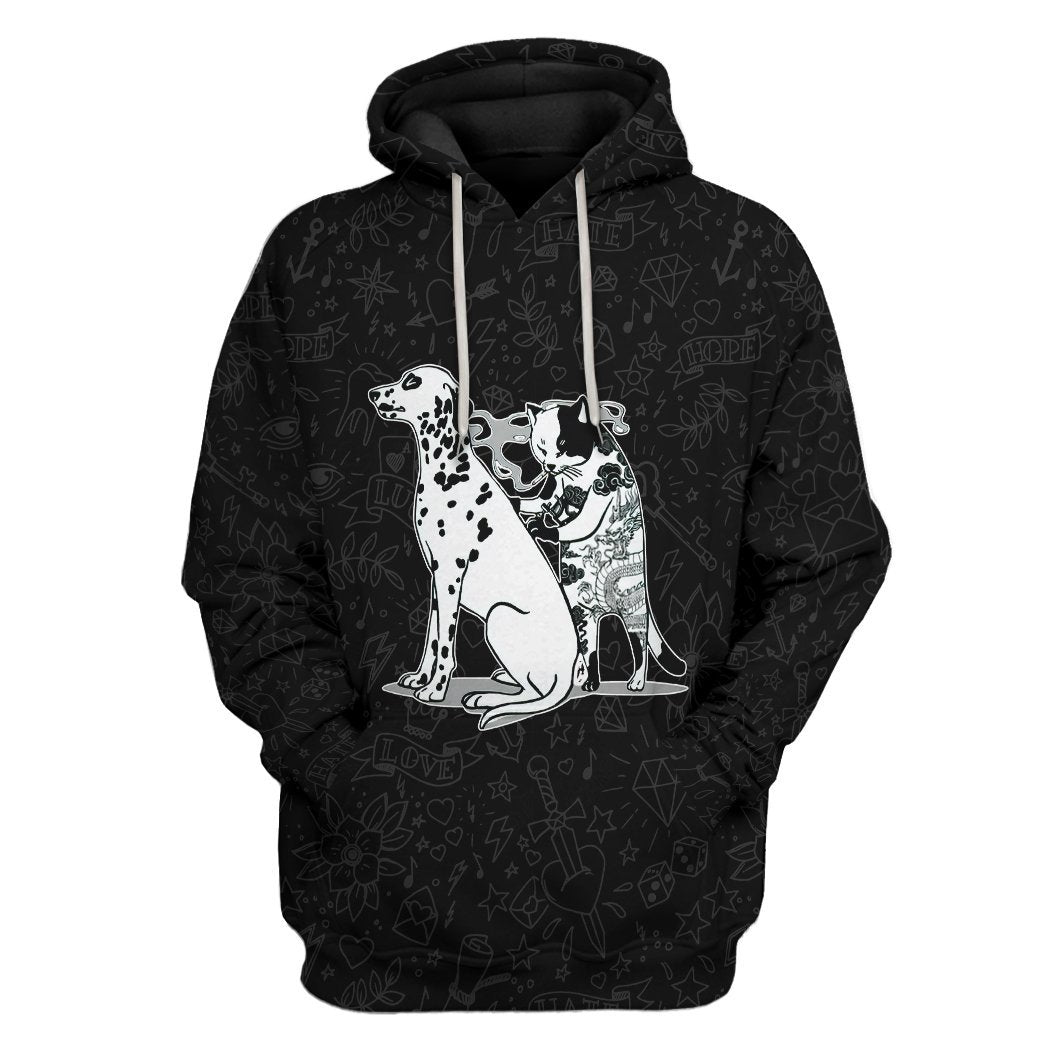 Cat Tattoo All Over Print T-Shirt Hoodie Apparel