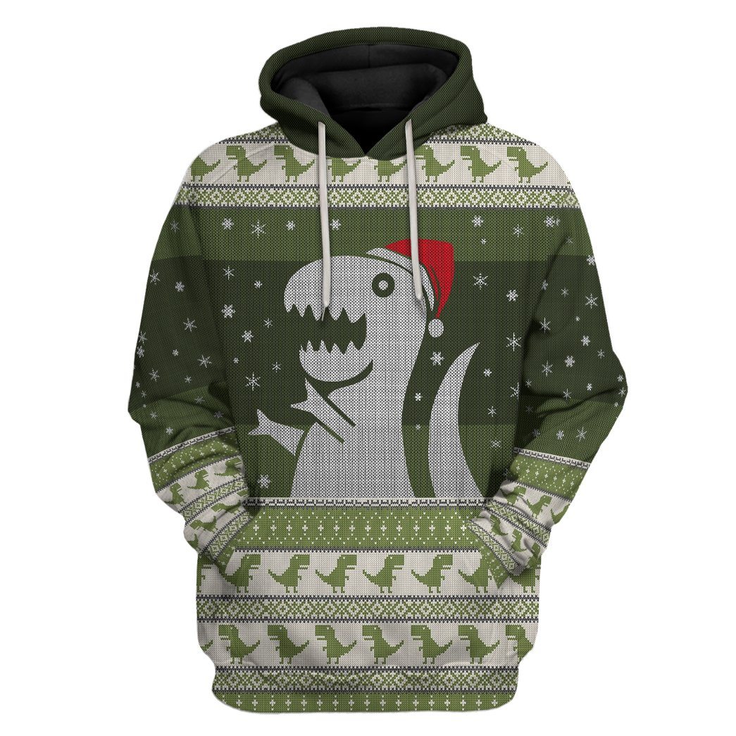 Christmas Dino Ugly Sweater All Over Print T-Shirt Hoodie Apparel