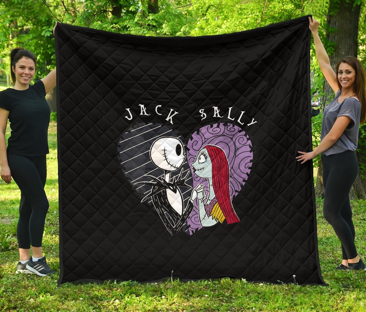 Christmas Premium Quilt – Jack And Sally Love Big Two Half Heart Quilt Blanket