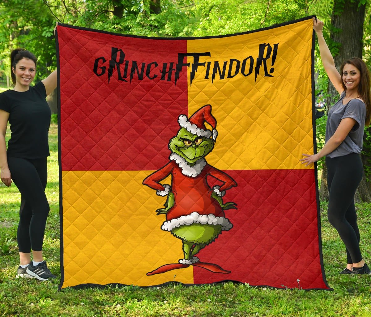 Grinchffindor Grinch Hogwarts Gryffindor Red Yellow Quilt Blanket