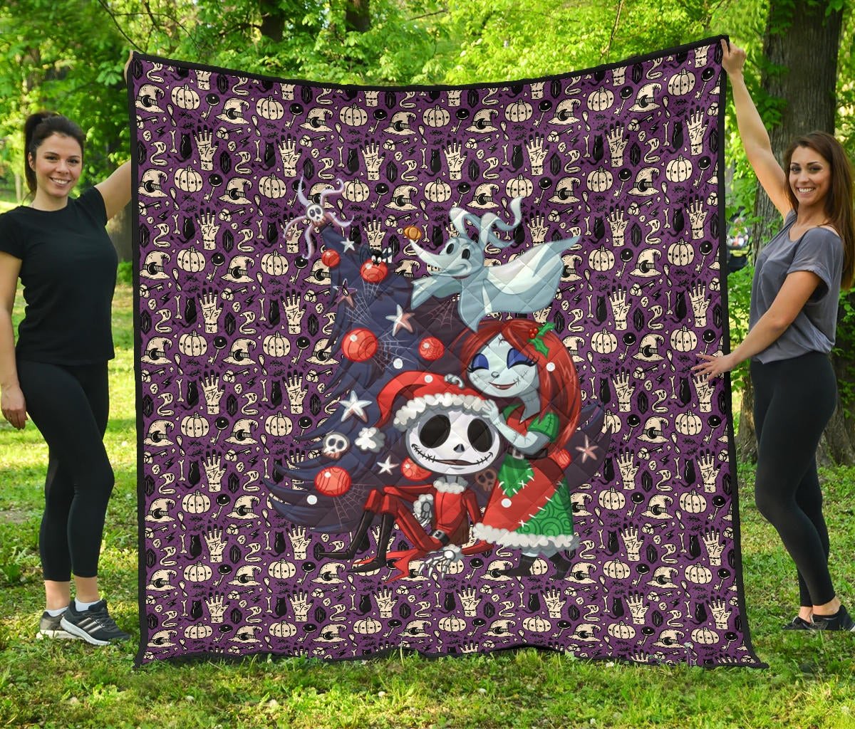 Nightmare Before Christmas Cartoon Jack And Sally Xmas Clothes Patterns Quilt Blanket