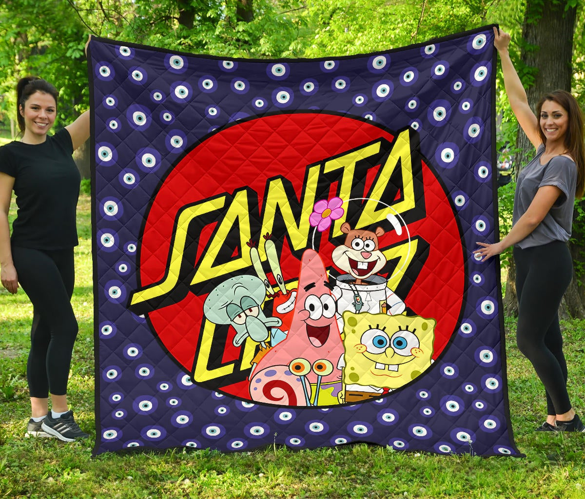 Santa Cruz Spongebob Characters Eye Patterns Quilt Blanket