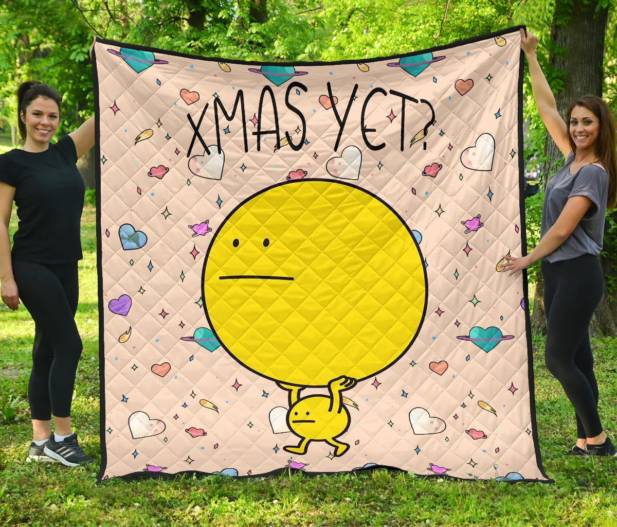 Walking Neutral Face Emoji Wonder Xmas Yet Quilt Blanket