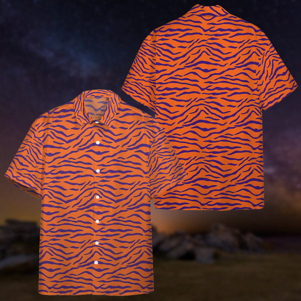 Clemson Tiger Stripe Custom Hawaii Shirt