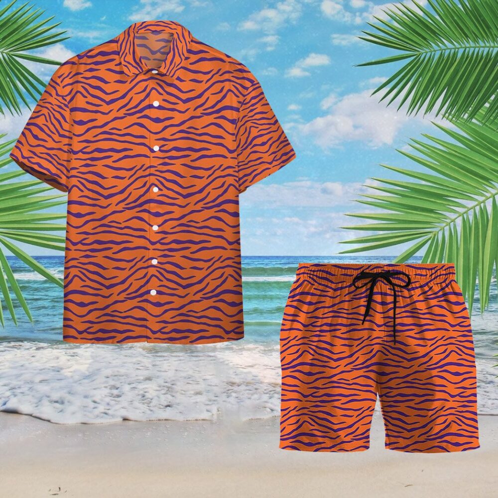 Clemson Tiger Stripe Custom Hawaii Shirt