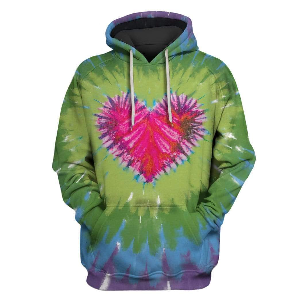 Colorful heart in Tie dye background Custom T-Shirt Hoodie Apparel