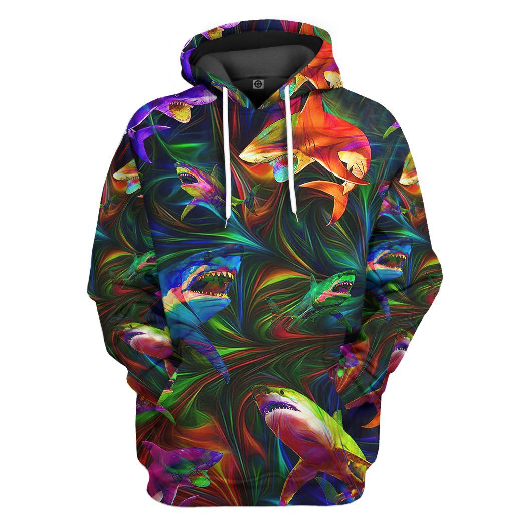 Colorful Shark Tshirt Hoodie Apparel