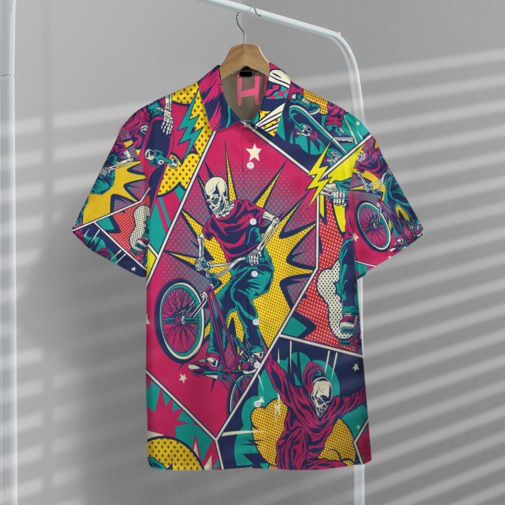 Comic Style Skull Riding Custom Hawaii Shirt