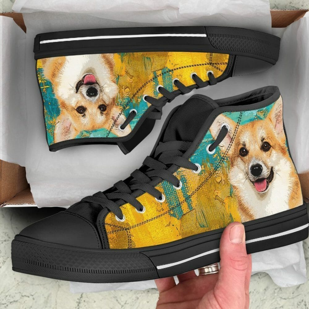 Corgi Dog Sneakers Colorful High Top Shoes