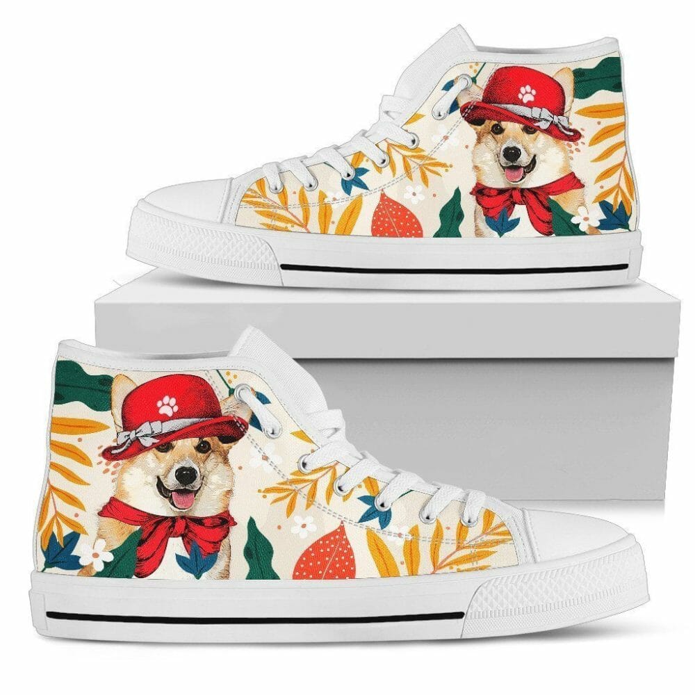 Corgi Dog Sneakers Women High Top Shoes Funny