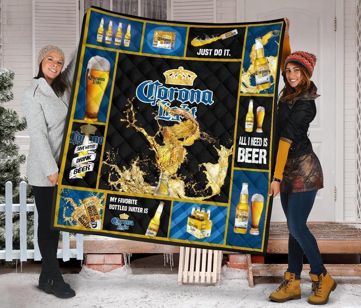 Corona Light Quilt Blanket All I Need Is Beer Gift Idea