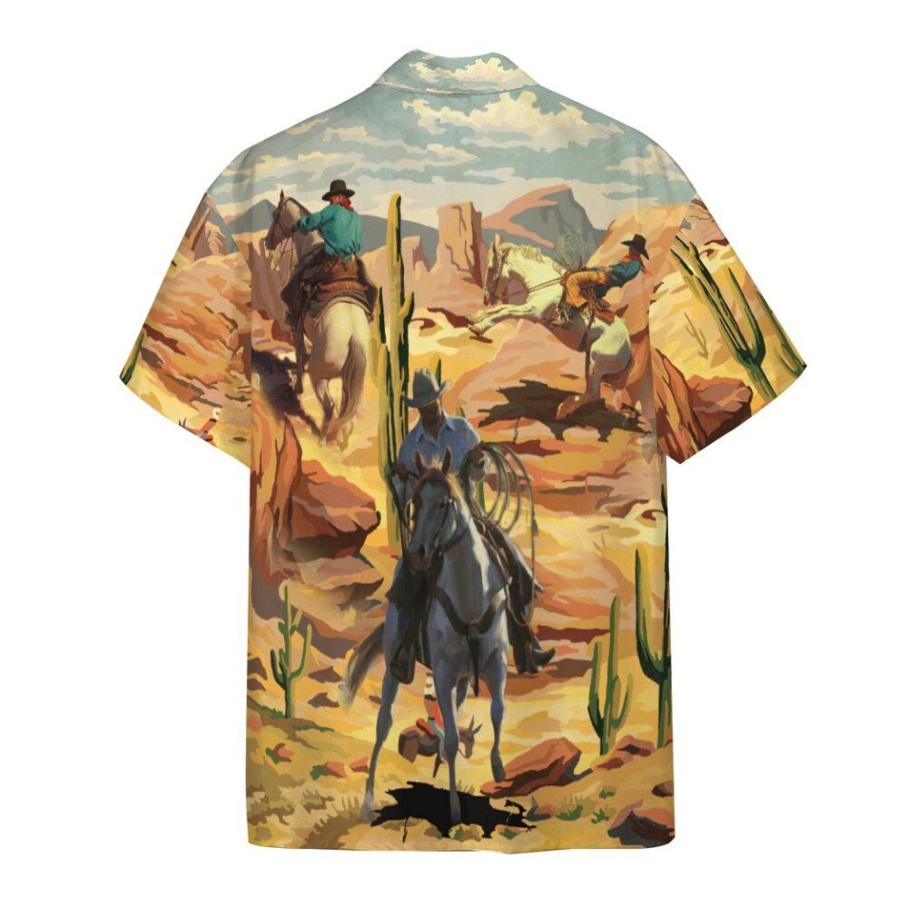 Cowboys Roping Through The Desert Custom Short Sleeve Shirt