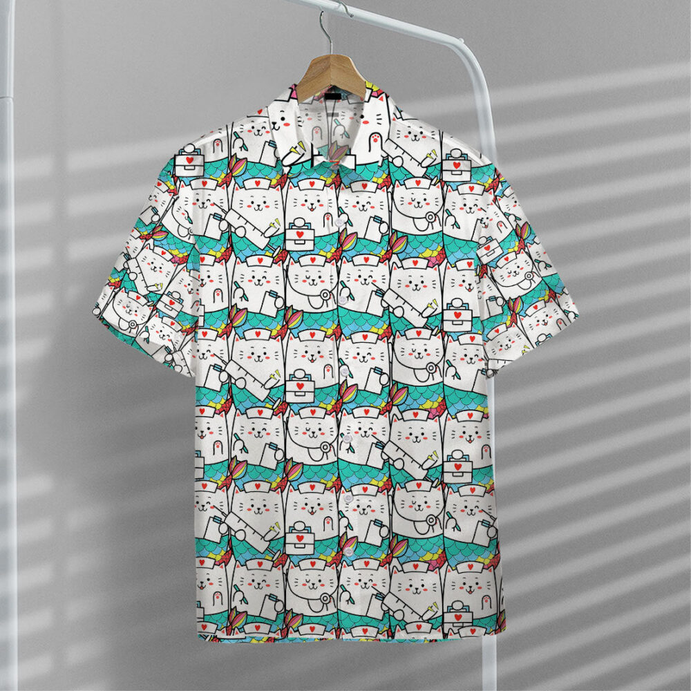 Cute Cat Mermaid Nurse Hawaii Shirt