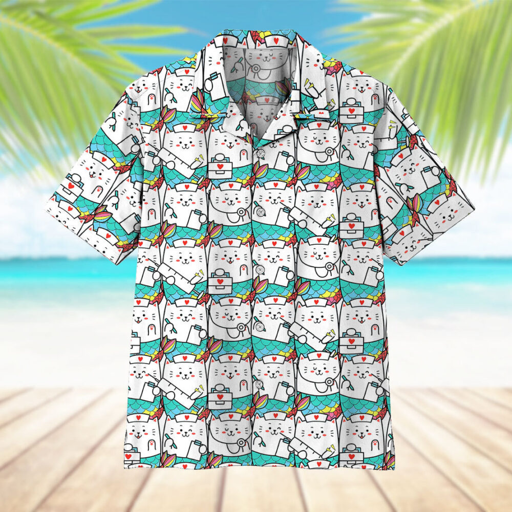 Cute Cat Mermaid Nurse Hawaii Shirt