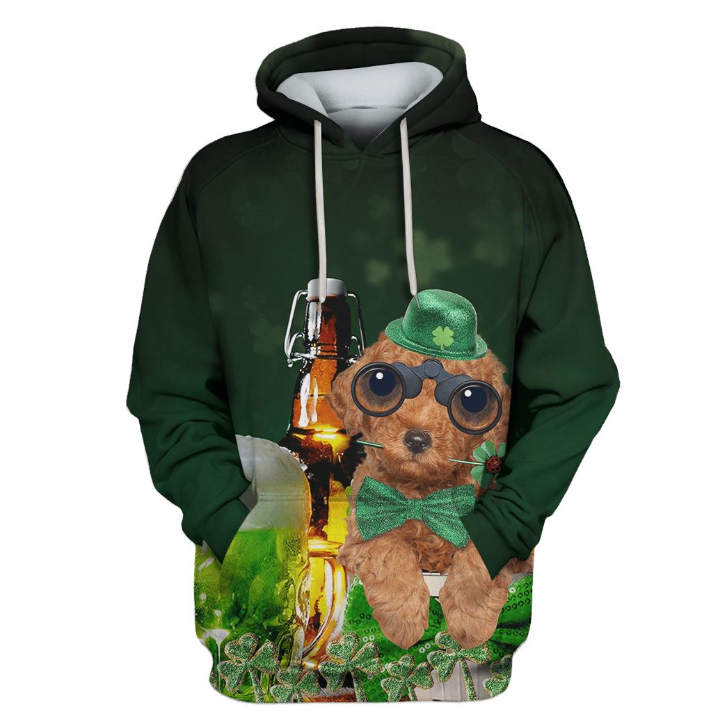 Cute poodle with beer Custom T-Shirt Hoodie Apparel