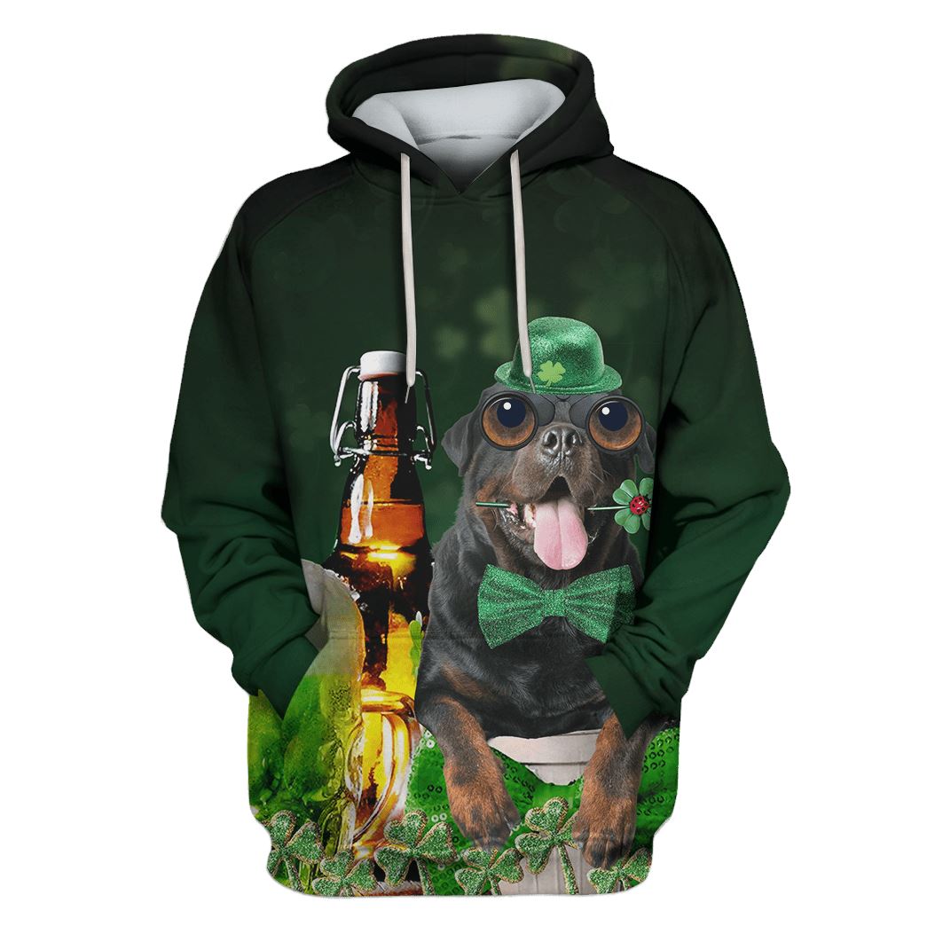 Cute rottweiler with beer Custom T-Shirt Hoodie Apparel