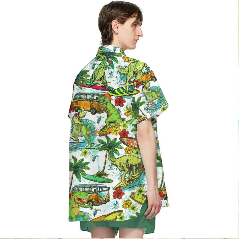 Dinosaur Surfing Custom Hawaii Shirt