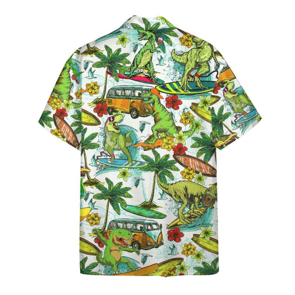 Dinosaur Surfing Custom Hawaii Shirt