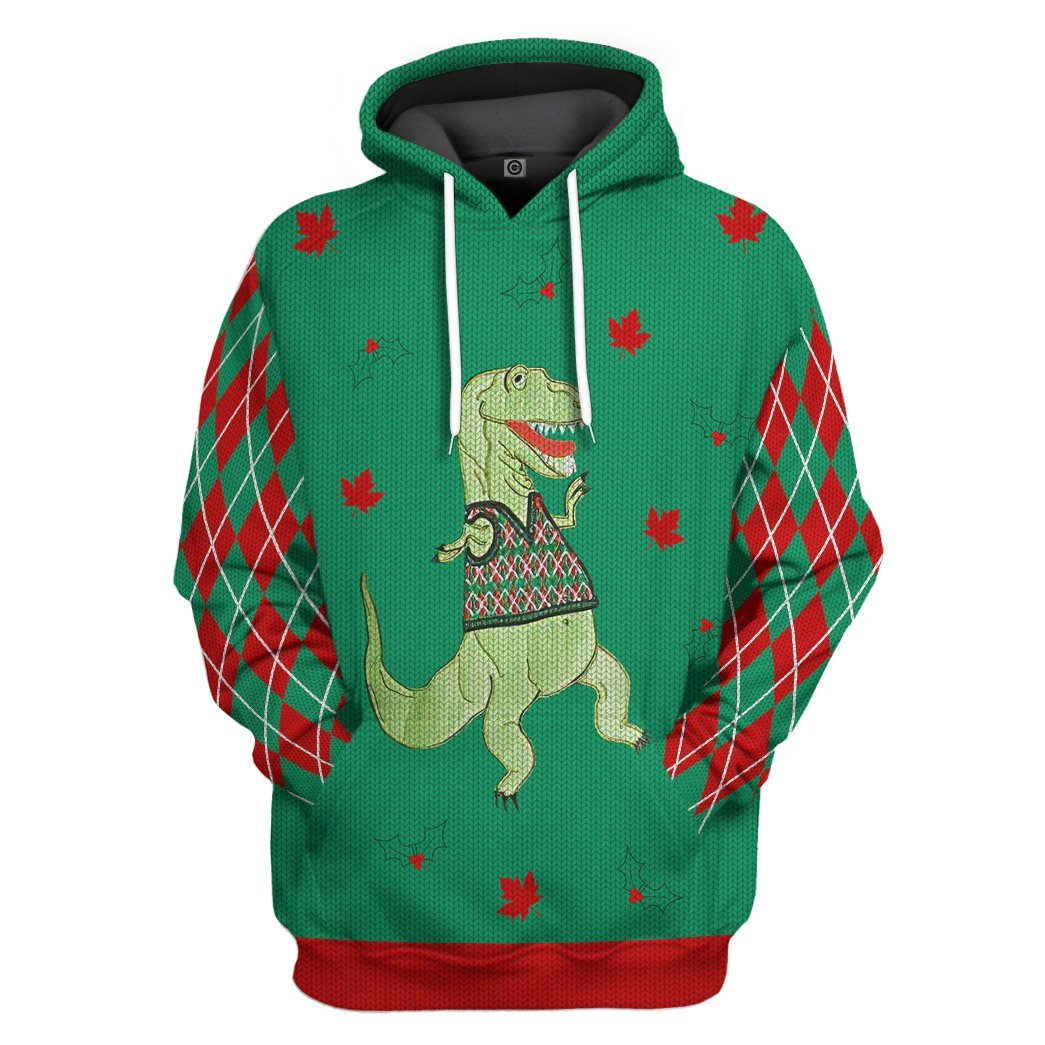 Dinosaur Ugly Sweater All Over Print T-Shirt Hoodie Apparel