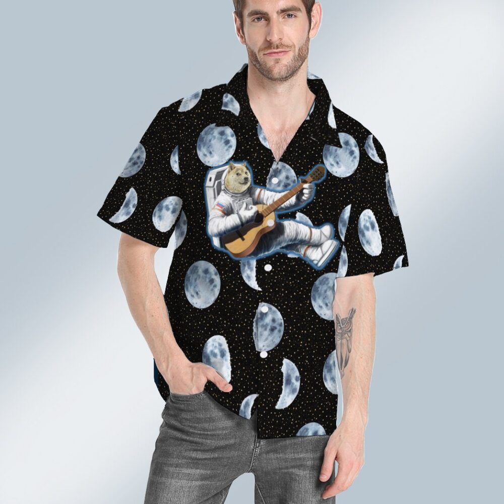 Doge Astronaut Playing Guitar Custom Hawaii Shirt