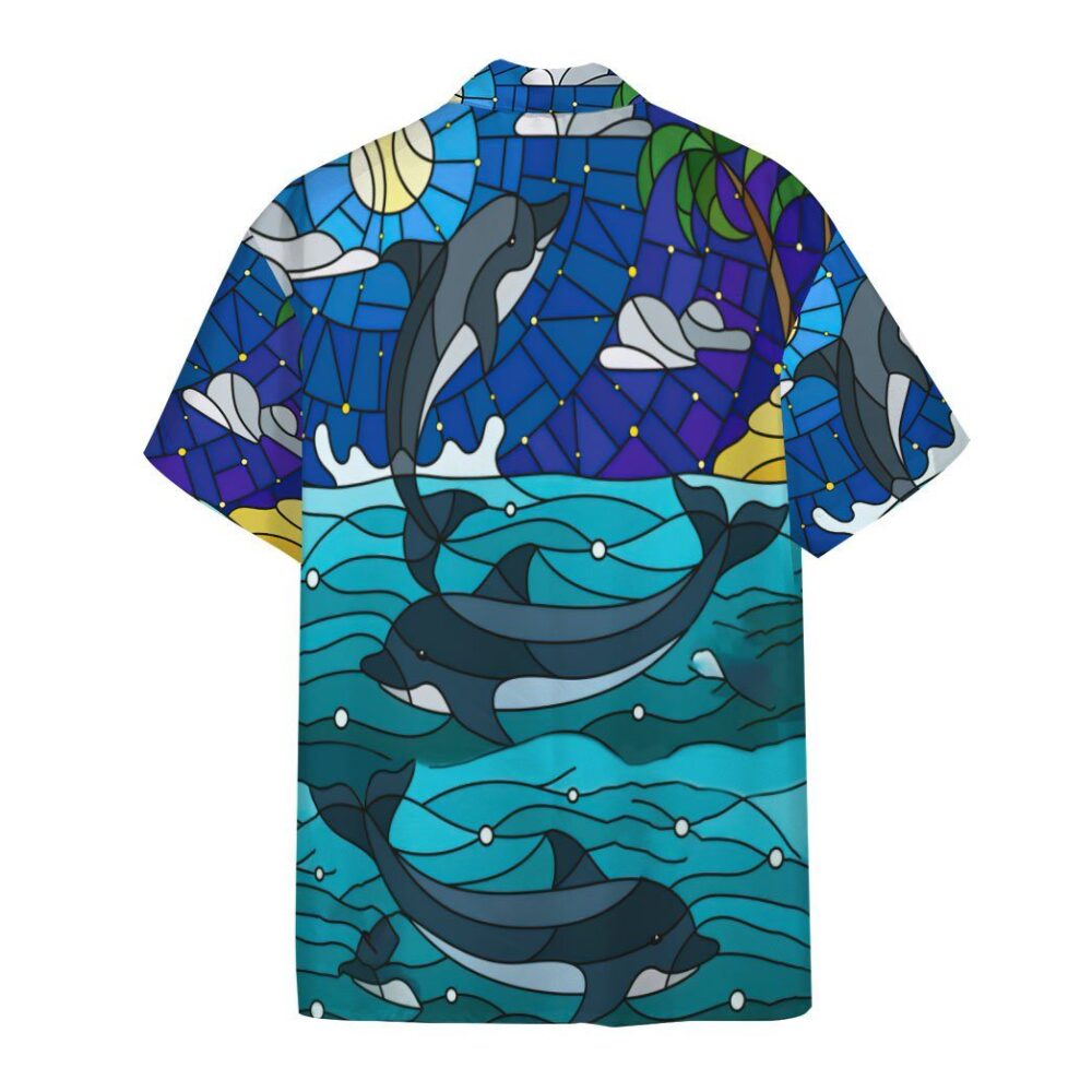 Dolphin Stained Glass Style Custom Short Sleeve Shirt