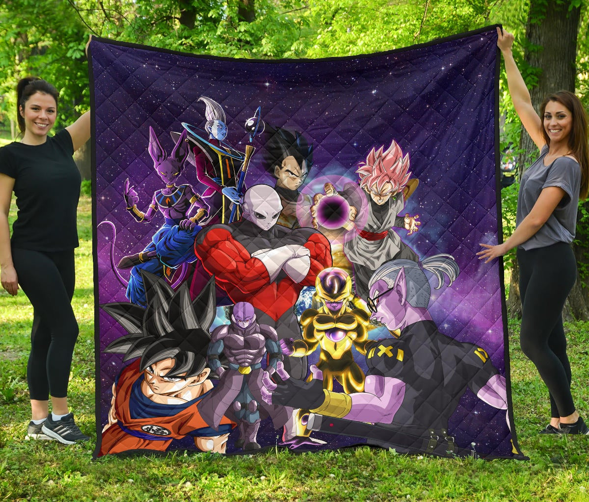 Dragon Ball Anime DB Goku Vs Villains Purple Galaxy Premium Quilt Blanke