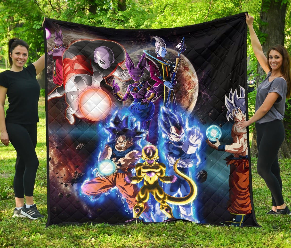 Dragon Ball Anime DB Main Characters Super Saiyan In Universe Premium Quilt Blanket