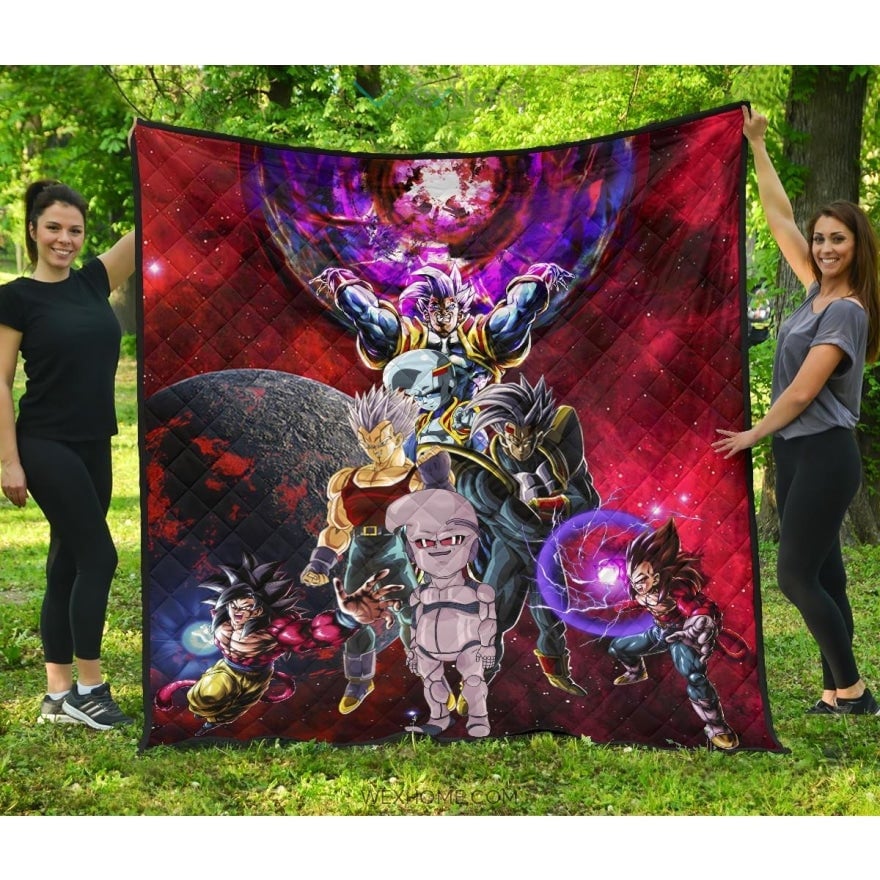 Dragon Ball Anime DB Super Saiyan Goku Vs Villains Red Galaxy Premium Quilt Blanket