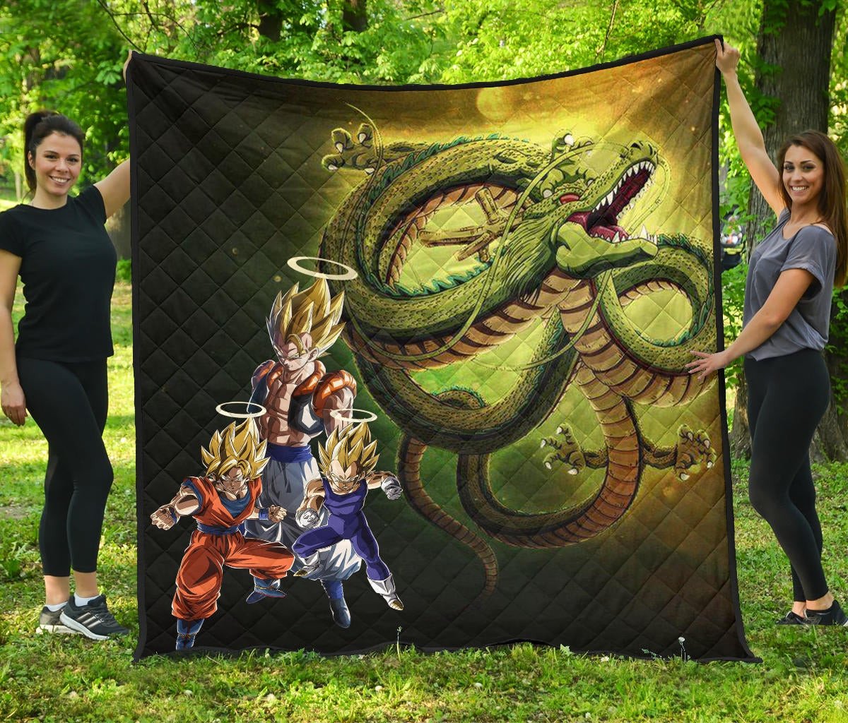 Dragon Ball Anime Premium Quilt – DB Goku Vegeta Halo With Shiny Shernon Quilt Blanket