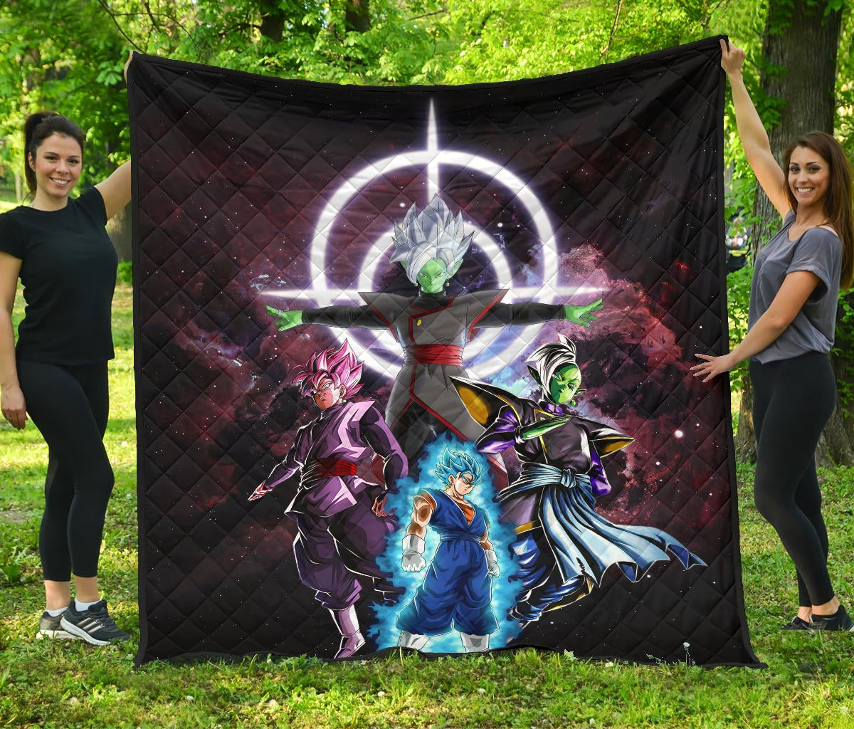 Dragon Ball Anime Premium Quilt – DB Goku Vs Villains Black Goku Fusao Zamasu Quilt Blanket