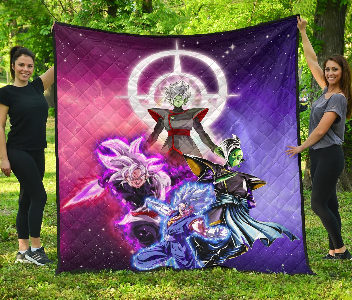 Dragon Ball Anime Premium Quilt – DB Super Saiyan Fighting Burst Limit Red And Blue Quilt Blanket