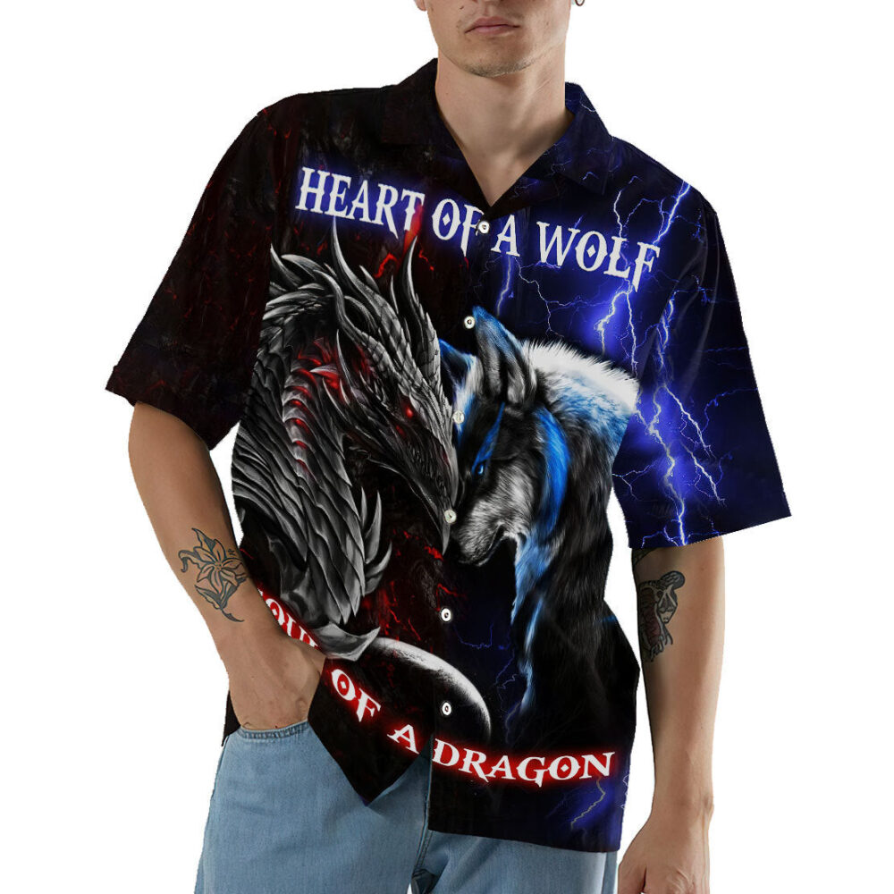 Dragon Heart Of A Wolf, Soul Of A Dragon Hawaii Shirt