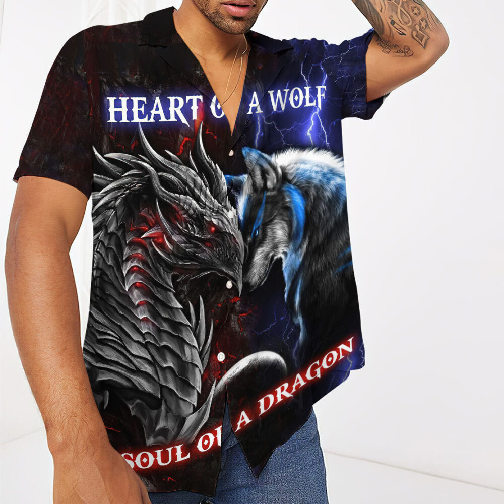 Dragon Heart Of A Wolf, Soul Of A Dragon Hawaii Shirt