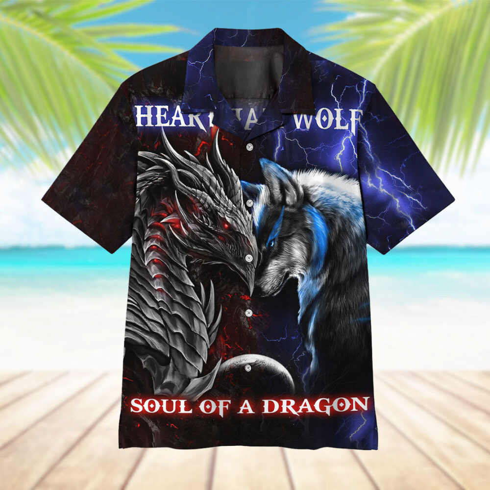 Dragon Heart Of A Wolf, Soul Of A Dragon Hawaii Shirt