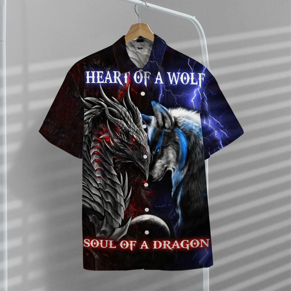 Dragon Heart Of A Wolf, Soul Of A Dragon Hawaii Shirt